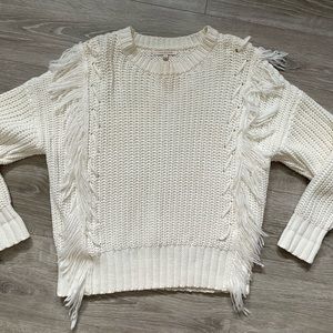 White fringe sweater